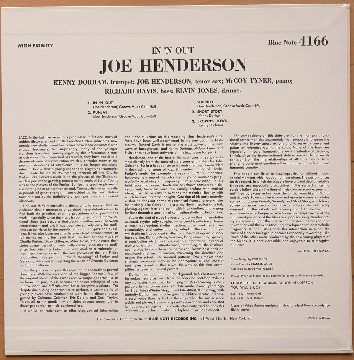 JOE HENDERSON - In 'N Out - Blue Note MONO Japan PREMIUM Press w/ OBI MINT
