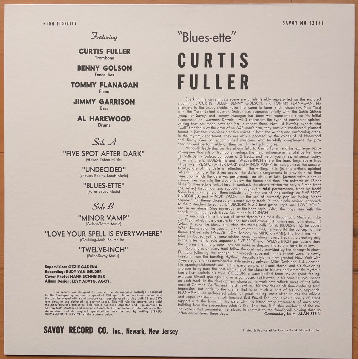 CURTIS FULLER - Blues-ette -SAVOY MONO Japan PREMIUM Press w/ OBI MINT