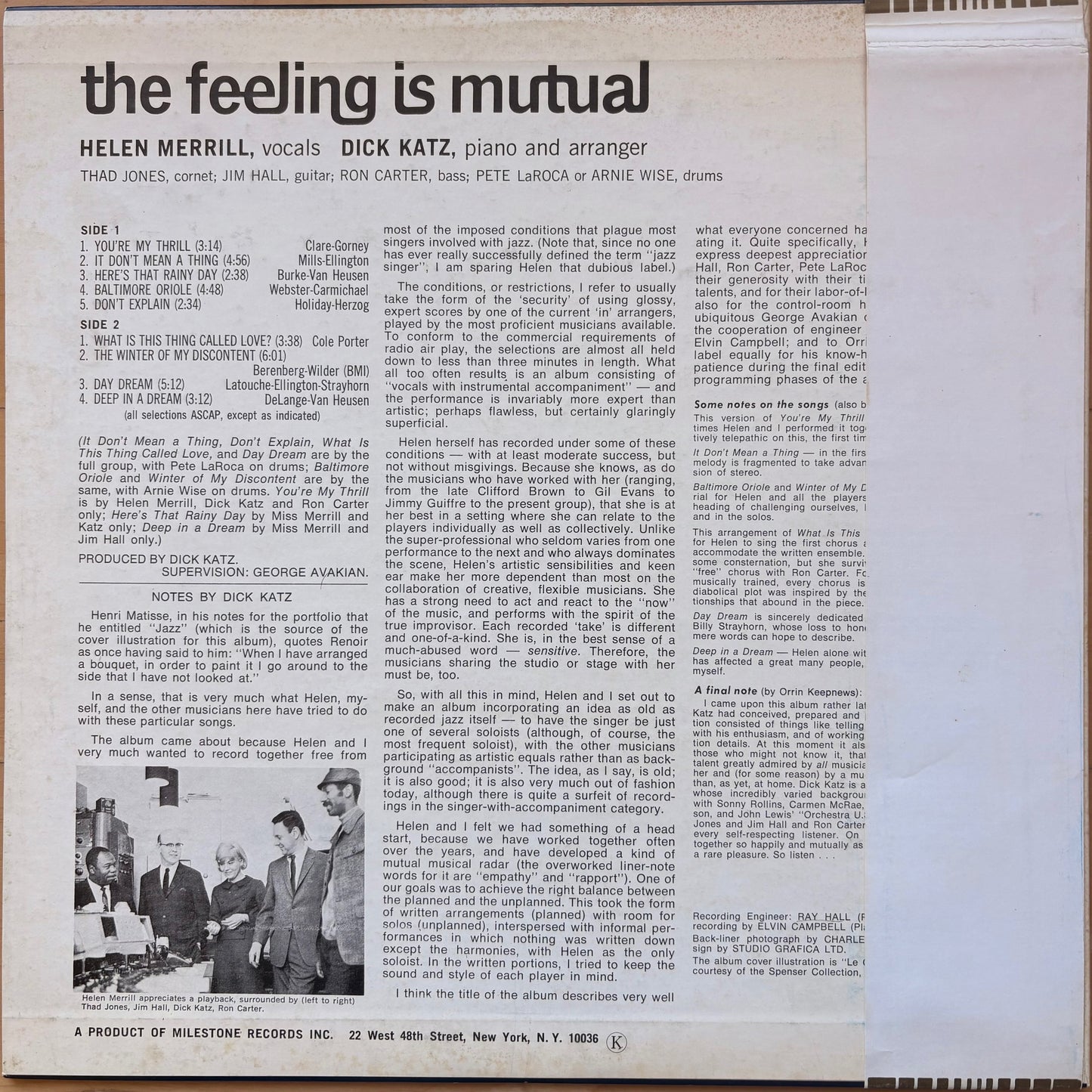 HELEN MERRILL Together With DICK KATZ: "The Feeling Is Mutual" WLB Promo