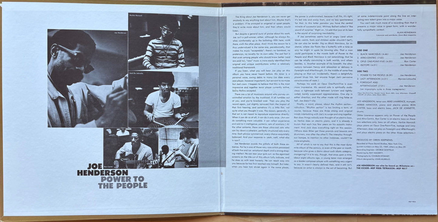 JOE HENDERSON: "Power To The People with Herbie Hancock, jack De Johnette, Ron Carter & Mike Lawrence"