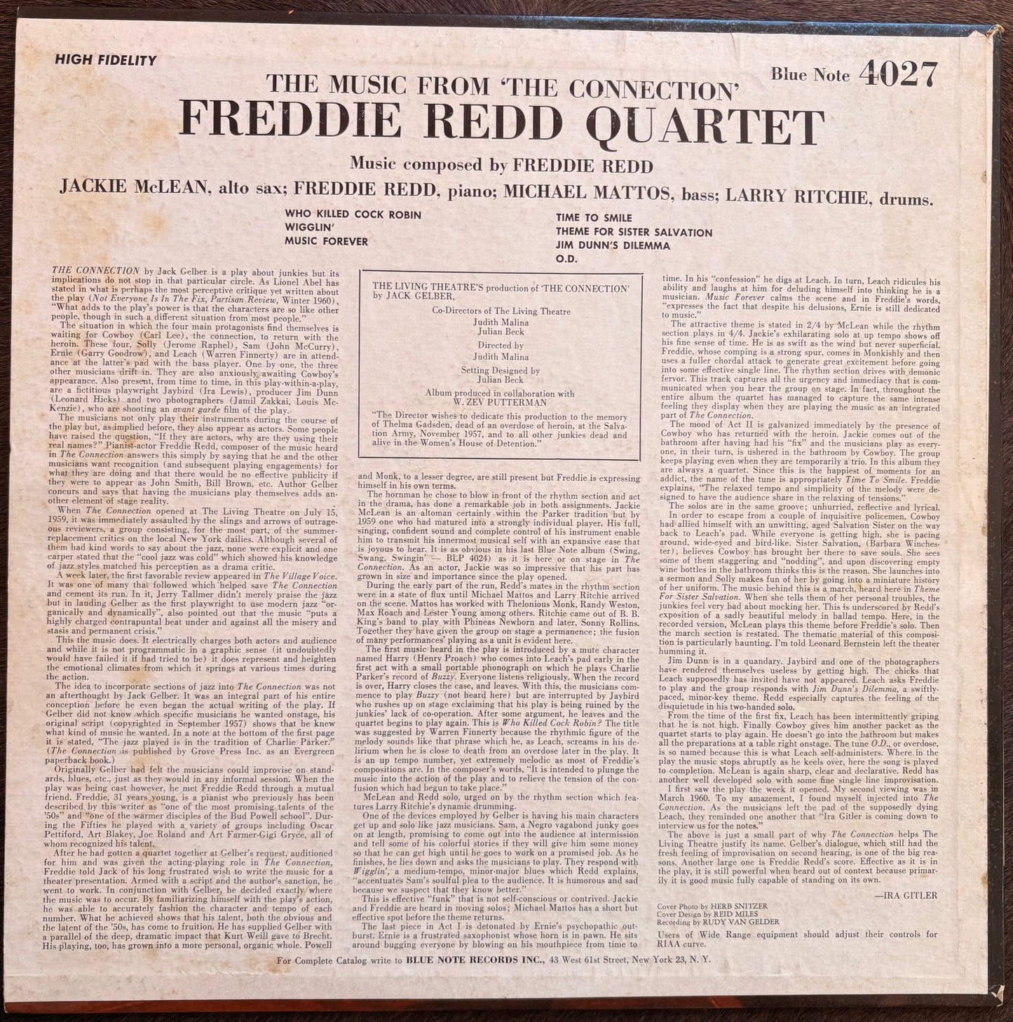 FREDDIE REDD QUARTET With JACKIE McLEAN: "The Music From The Connection" Blue Note - BLP4027