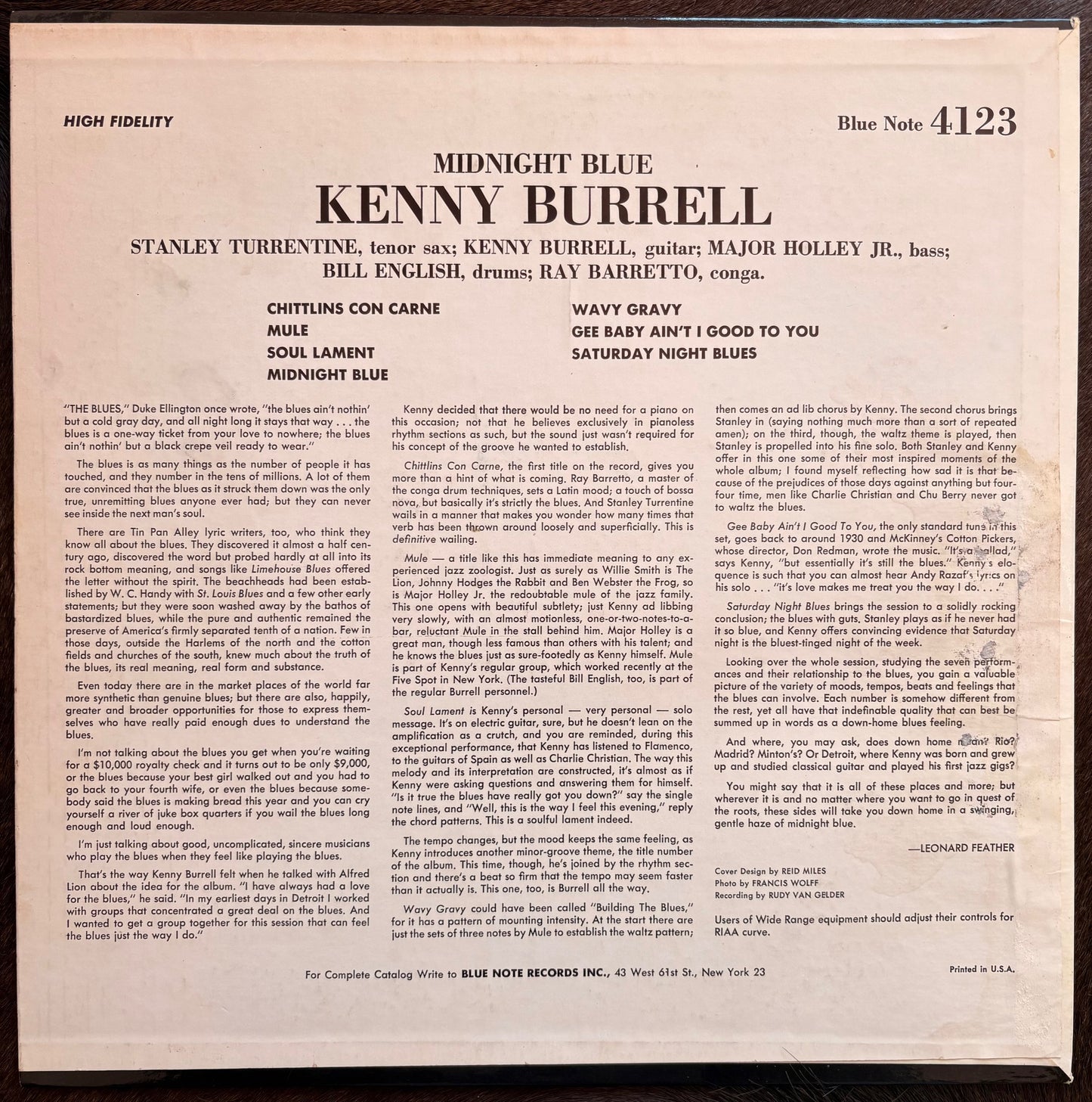 KENNY BURRELL: "Midnight Blue" (Blue Note - BLP4123)