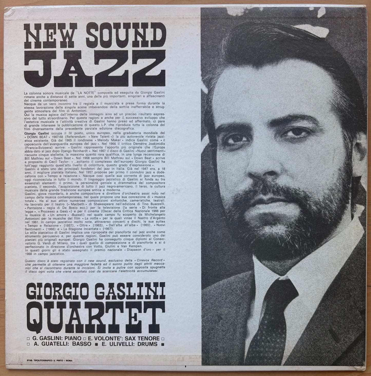 GIORGIO GASLINI QUARTET - "New Jazz Sound - La Notte" Italia 1967 Cinevox Original