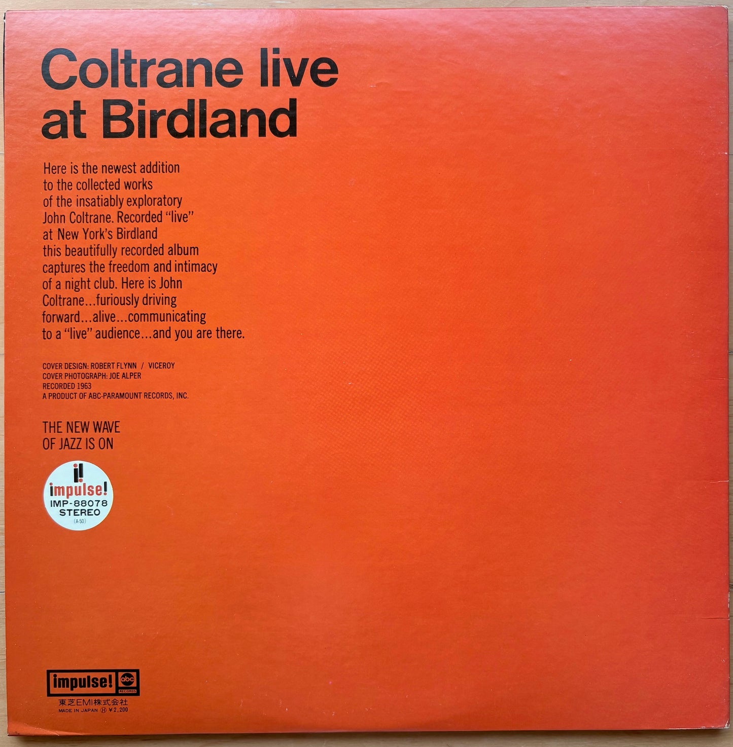 JOHN COLTRANE - "Coltrane Live At Birdland" Japan Impulse with OBI