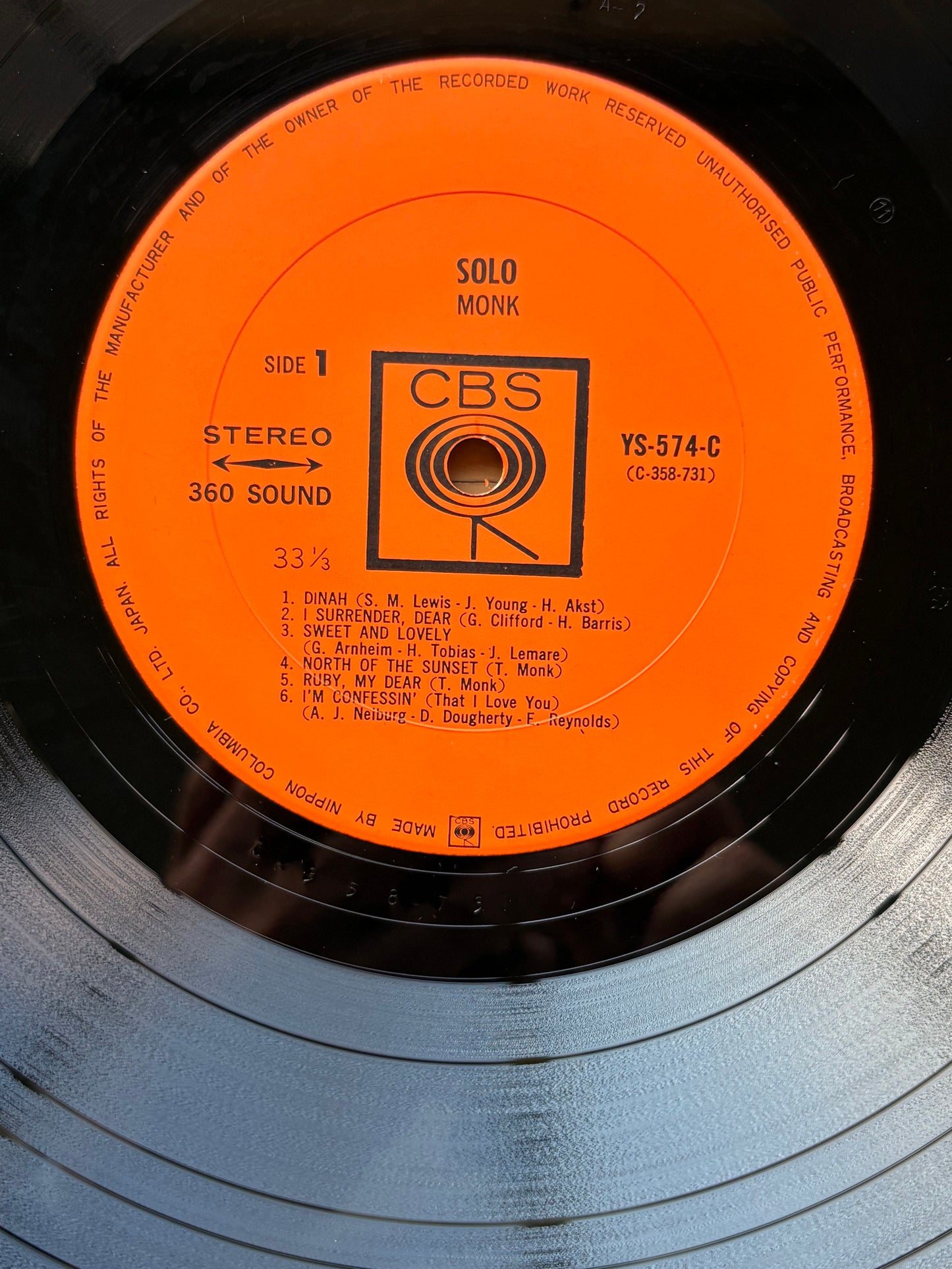 THELONIOUS MONK "Solo Monk" 1966 Japan 1st ORIG. Press NM